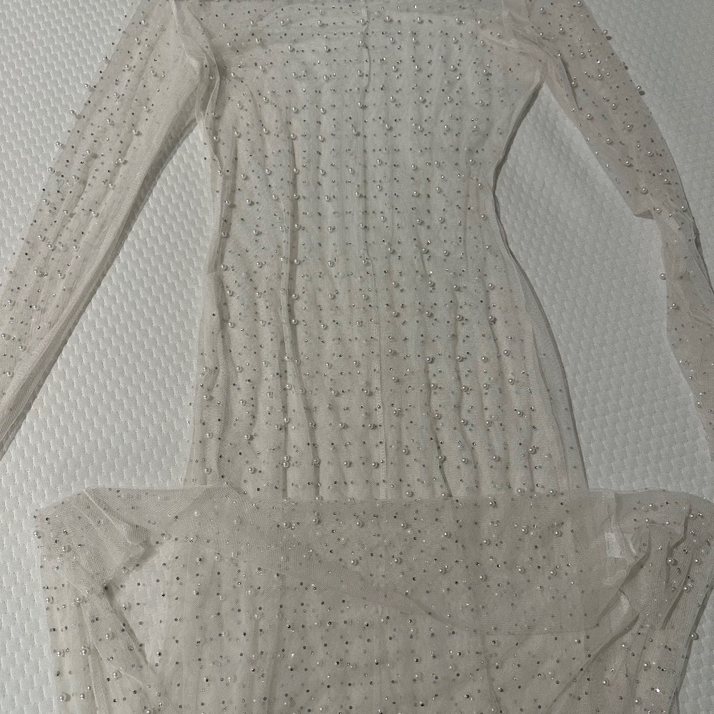 White Maxi Rhinestone & Pearl dress